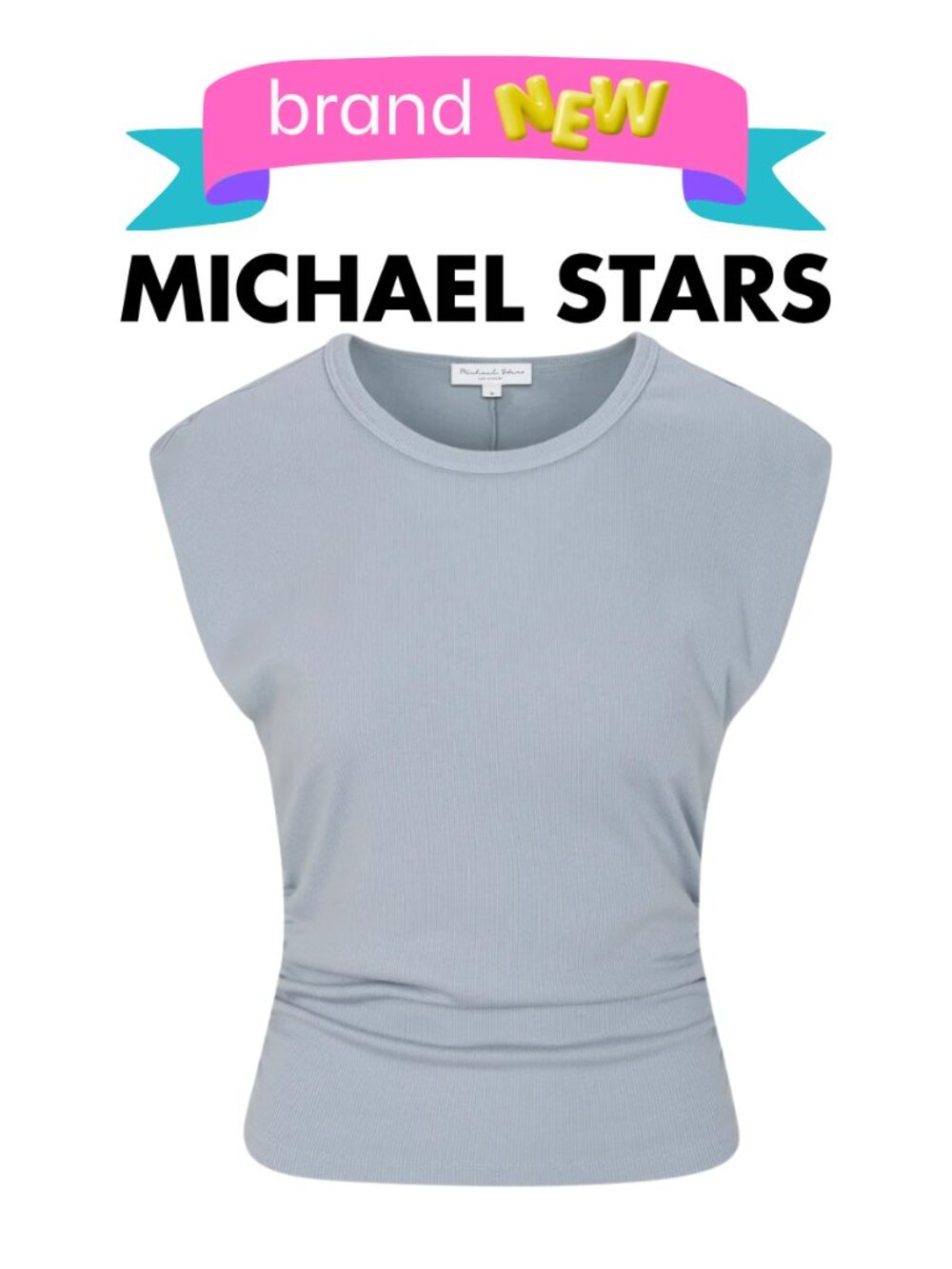 Michael Stars Joni Power Shoulder Tee Crystal Blue Size XS New w/Tags